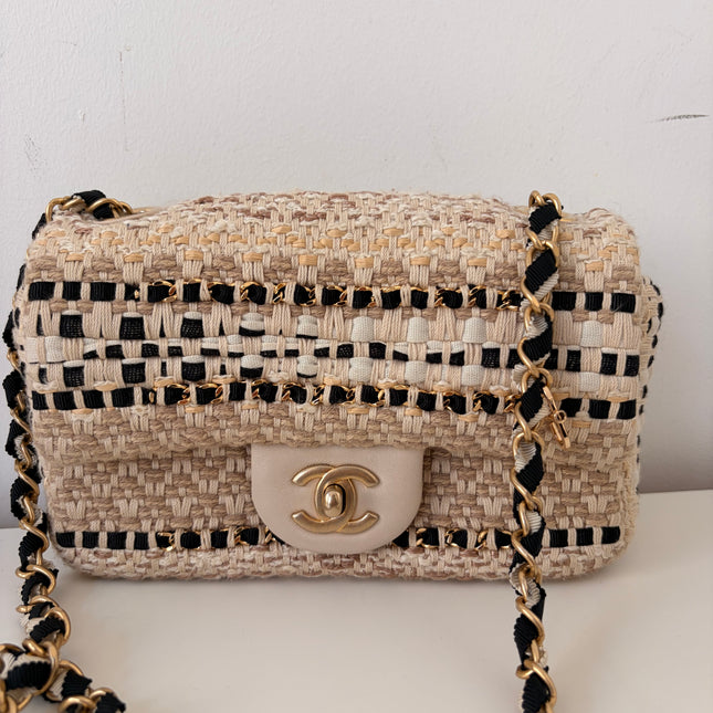 Sac Chanel Small tweed et raphia