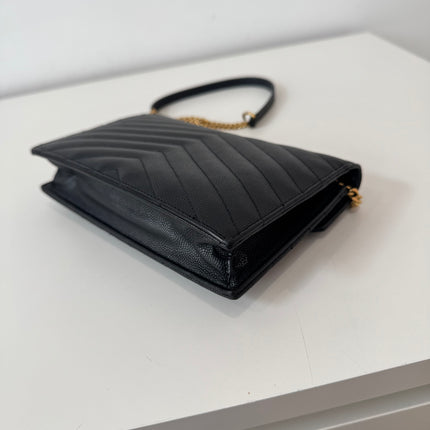 Sac Saint Laurent cassandre enveloppe chain Wallet noir