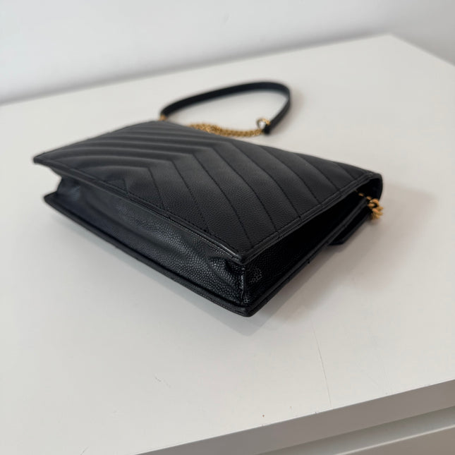Sac Saint Laurent cassandre enveloppe chain Wallet noir