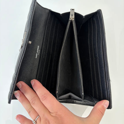 Portefeuille long Saint Laurent cassandre noir