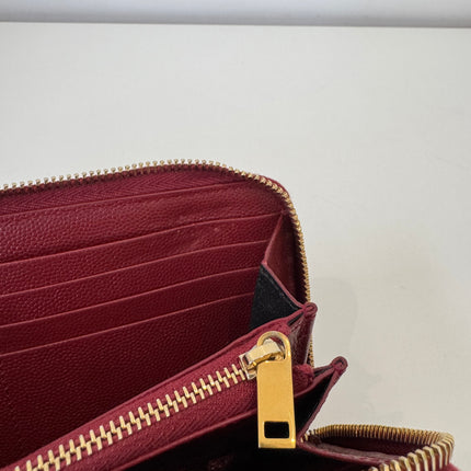 Portefeuille Saint Laurent Cassandre zip Bordeaux