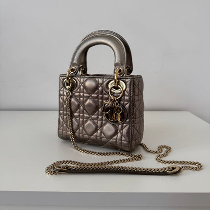 Sac Dior Mini Lady Dior bandoulière Mordoré