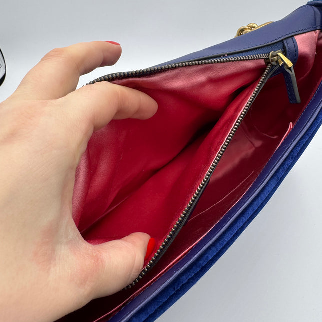 Sac Gucci Grand GG Marmont Velours Bleu