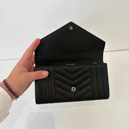 Portefeuille long Saint Laurent cassandre noir