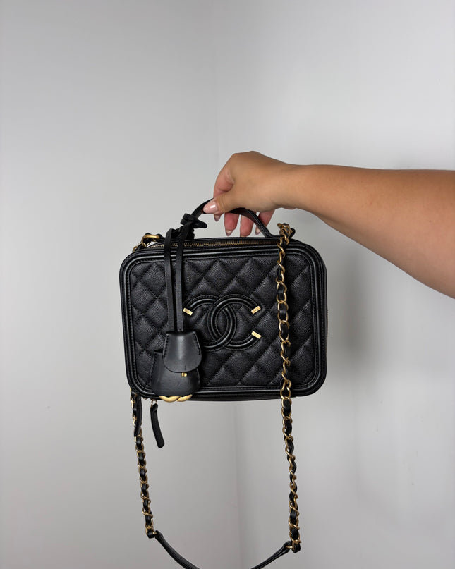 Sac Chanel vanity bandoulière veau grainé noir