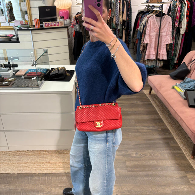 Sac chevrons Chanel Rouge