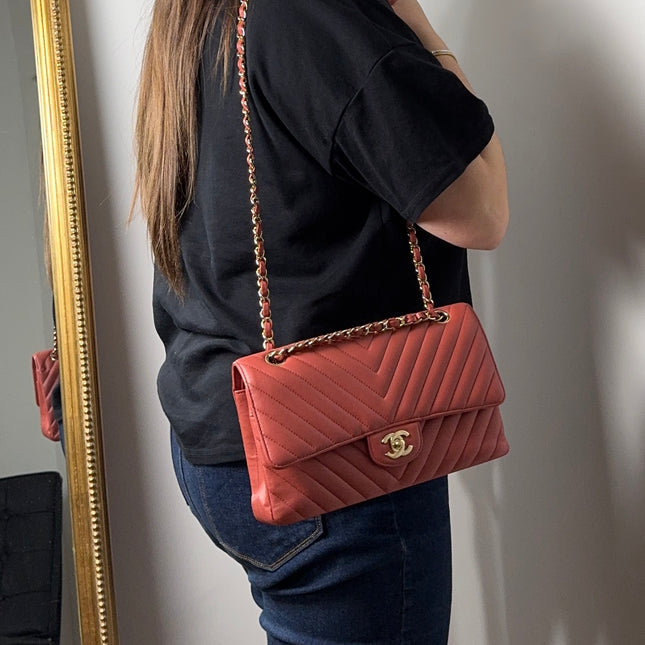 Sac Chanel Timeless 25 cm Chevrons Blush