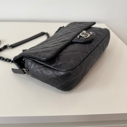 Sac Chanel single flap souple gris métallisé