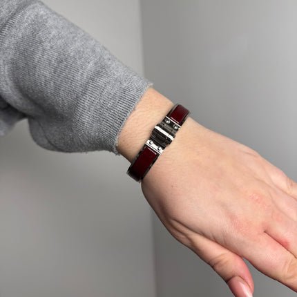 Bracelet Hermès Charnière émail bourgogne S