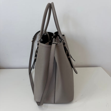 Sac Prada Double Cuir Saffiano Argile bandoulière