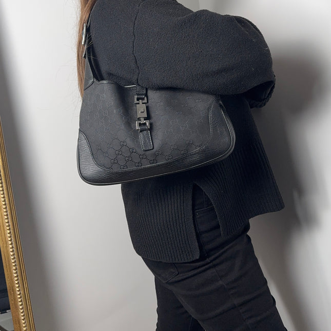 Sac Gucci Jackie toile et cuir noir