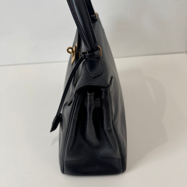 Sac Hermès Kelly 28 Cuir box Marine