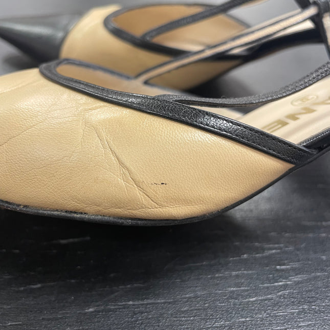 Escarpins Slingback Bicolore Chanel T39,5