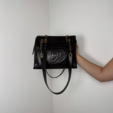 Sac Cabas Chanel CC dark brown épaule