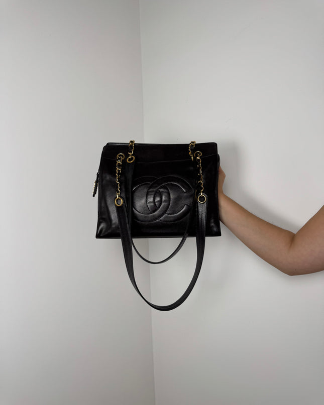 Sac Cabas Chanel CC dark brown épaule