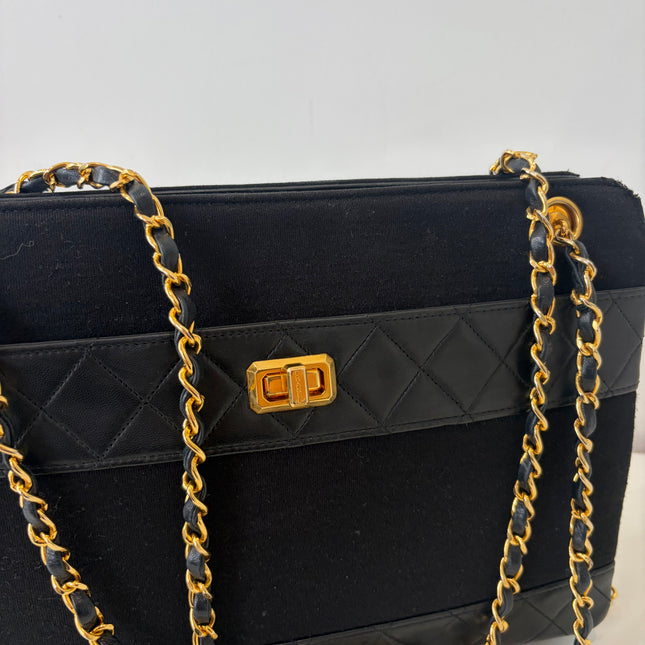 Sac Chanel Cabas Cuir & Tissu vintage