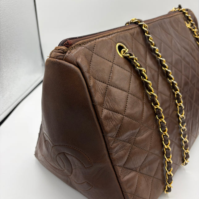 Sac shopping Chanel vintage chocolat