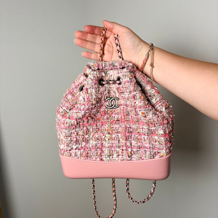 Sac à dos Chanel Gabrielle tweed rose