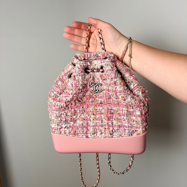 Sac à dos Chanel Gabrielle tweed rose