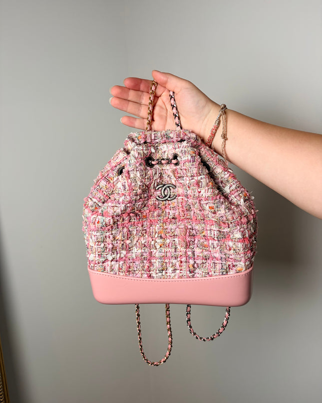 Sac à dos Chanel Gabrielle tweed rose