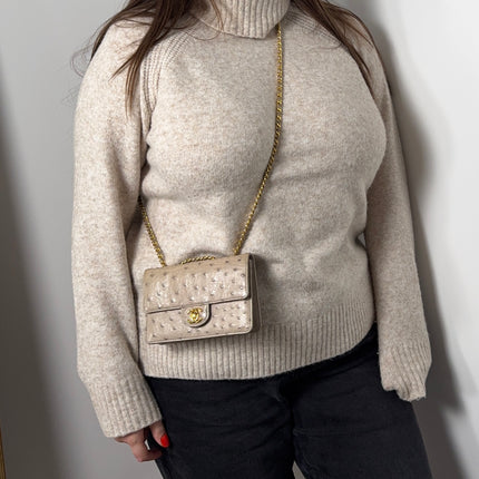Sac Chanel Mini Timeless Vintage Autruche Beige