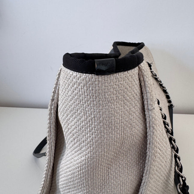 Sac Chanel Deauville medium toile écrue