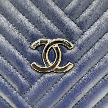 Sac Chanel Cabas Chevrons Bleu Marine