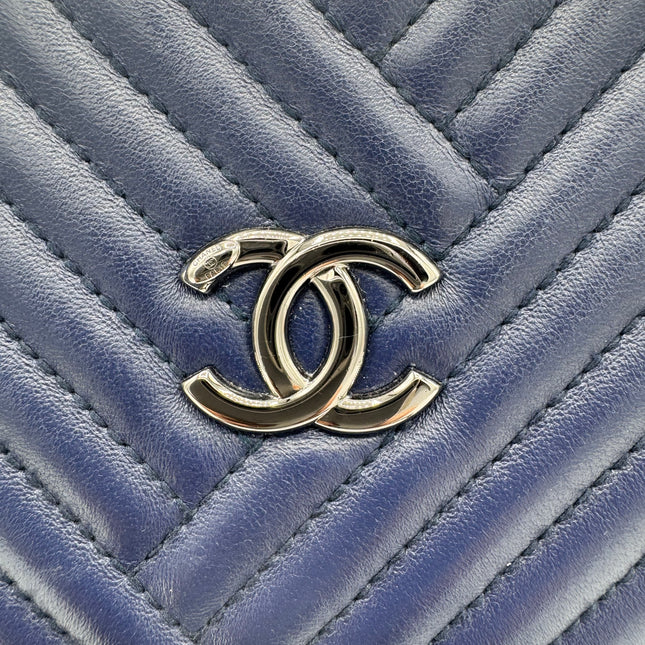 Sac Chanel Cabas Chevrons Bleu Marine