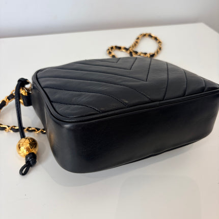 Sac Chanel Caméra Chevrons Noir