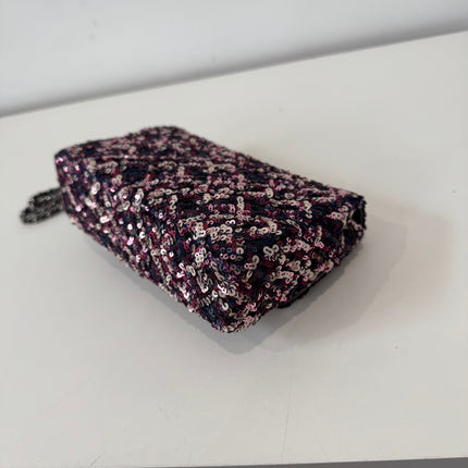 Mini sac classique Chanel Sequins Violet