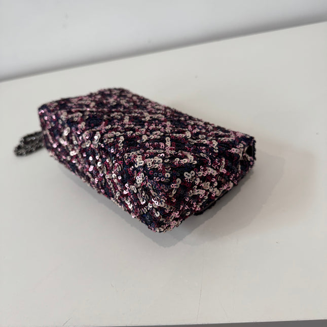Mini sac classique Chanel Sequins Violet