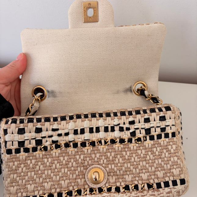 Sac Chanel Small tweed et raphia