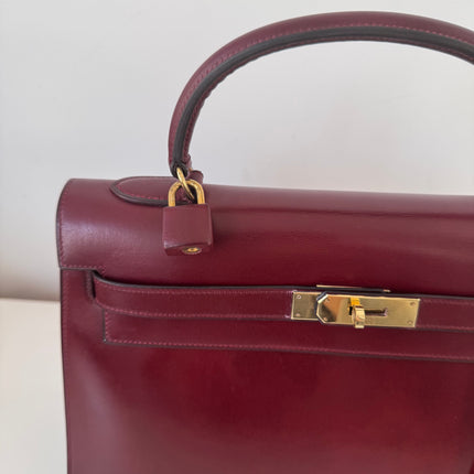 Sac Hermès Kelly 32 box Bordeaux