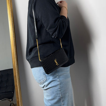 Sac saint Laurent Phone case enbossé crocodile