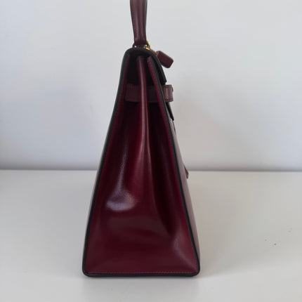 Sac Hermès Kelly 32 box Bordeaux