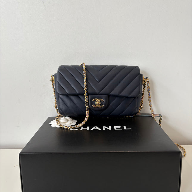 Sac Chanel Chevrons Mini Rectangle Marine