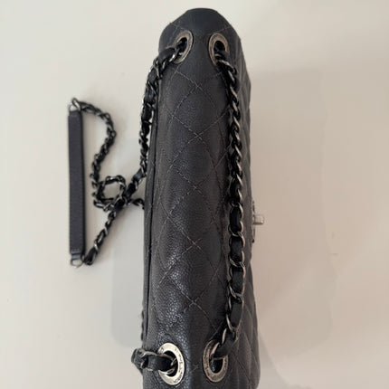 Sac Chanel single flap souple gris métallisé