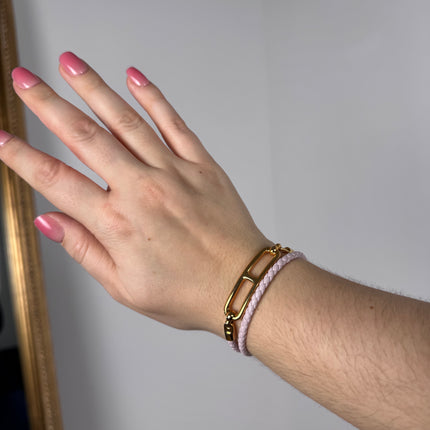 Bracelet Hermès Roulis Double Tour Mauve Pâle T2