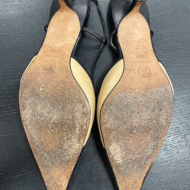Escarpins Slingback Bicolore Chanel T39,5