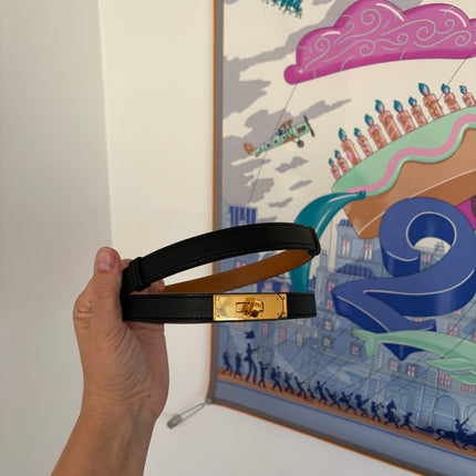 Ceinture Hermès Kelly 18 noir et dorée