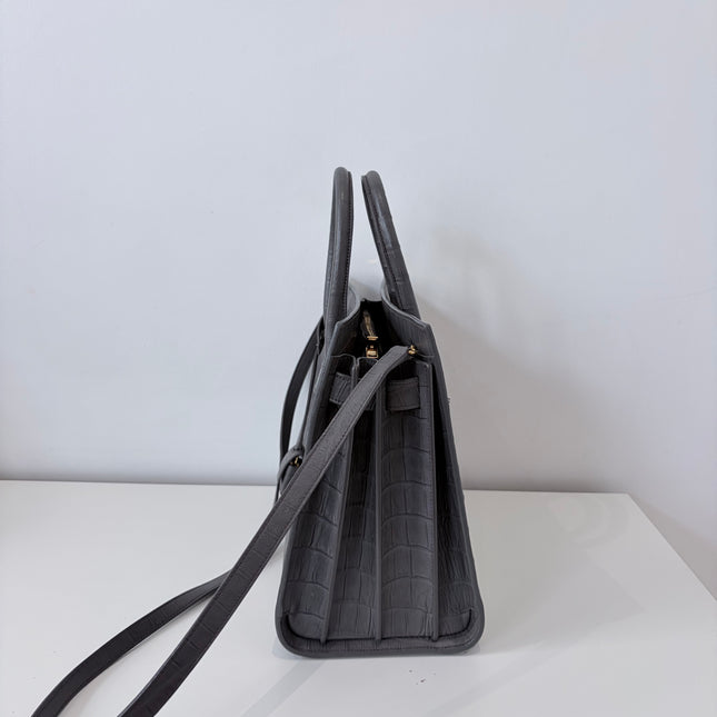 Sac de Jour Saint Laurent Croco Gris Small