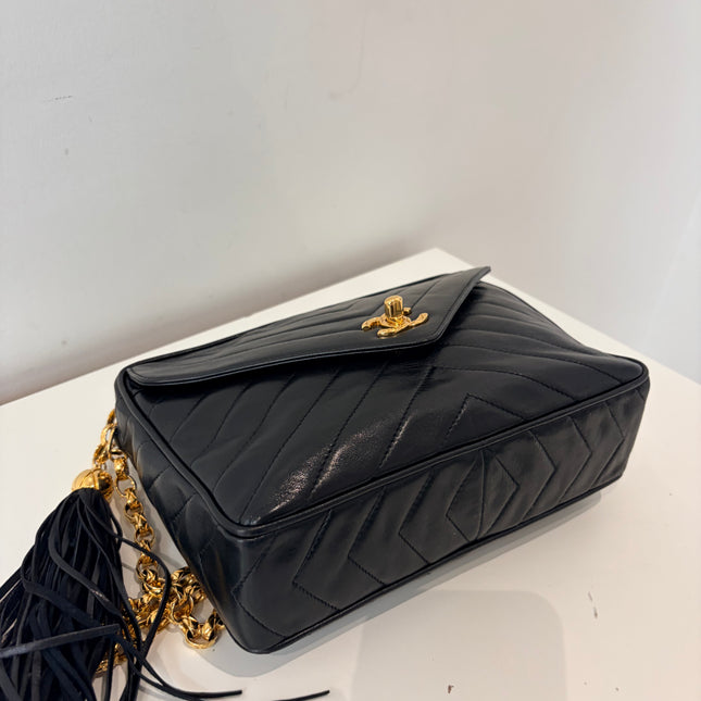 Sac Chanel Caméra Chevrons noir