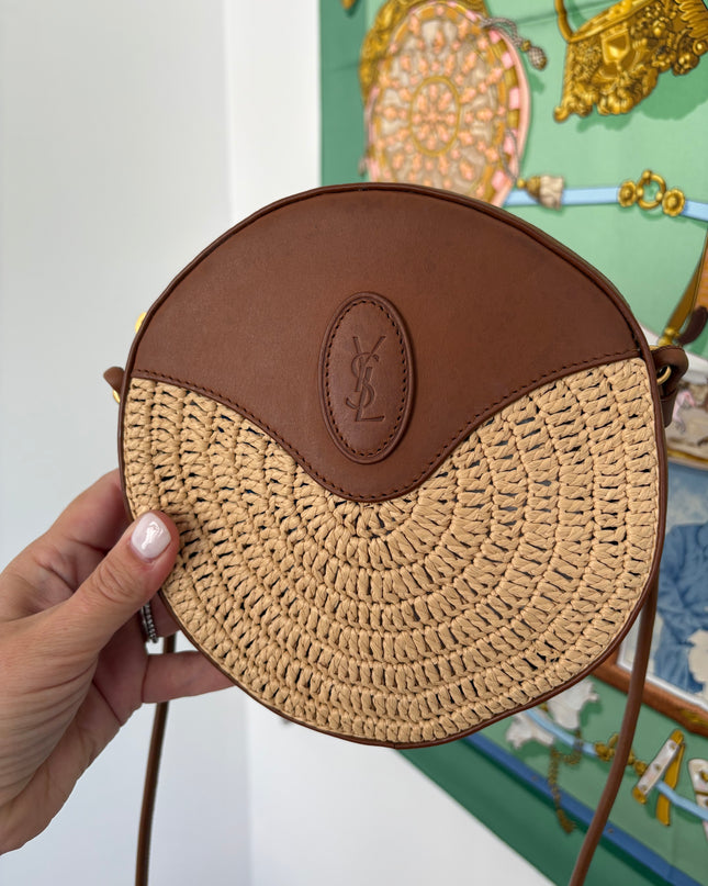 Sac Saint Laurent rond cuir et raphia
