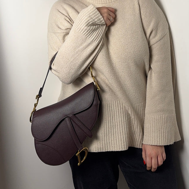 Sac Dior Saddle Moyen Prune