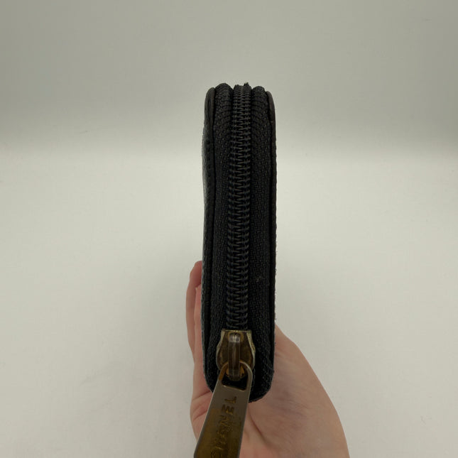 Portefeuille Chanel cuir grainé noir