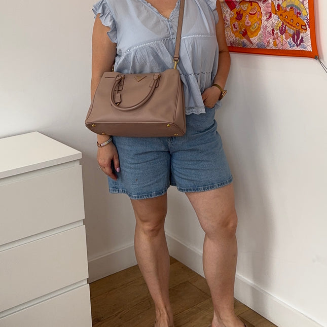 Sac Prada Galleria moyen vieux rose