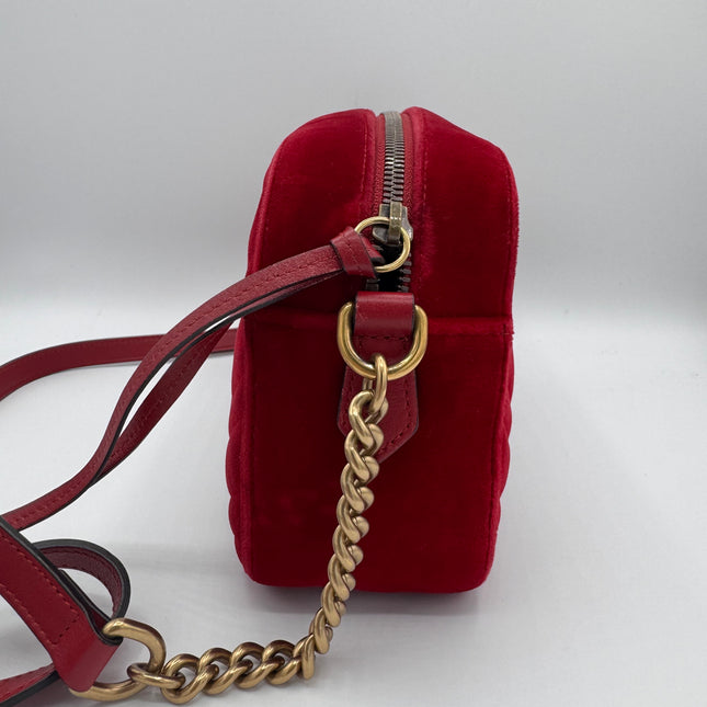 Sac Gucci GG Marmont Velours Velvet Rouge