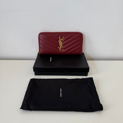 Portefeuille Saint Laurent Cassandre zip Bordeaux