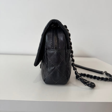 Sac Chanel single flap souple gris métallisé