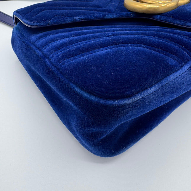 Sac Gucci Grand GG Marmont Velours Bleu